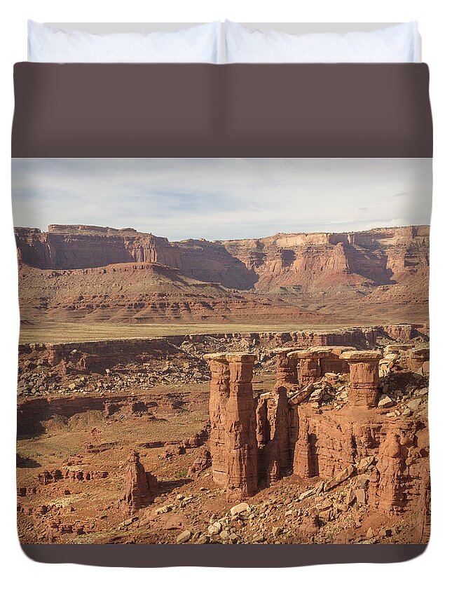 Rock Duvet Cover featuring the photograph Pillars in Canyonlands by Peter J Sucy