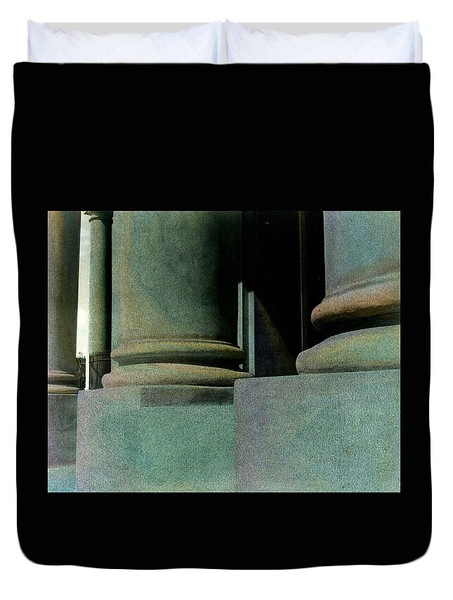Architecture Duvet Cover featuring the photograph Pillars of Art by Jean Wolfrum