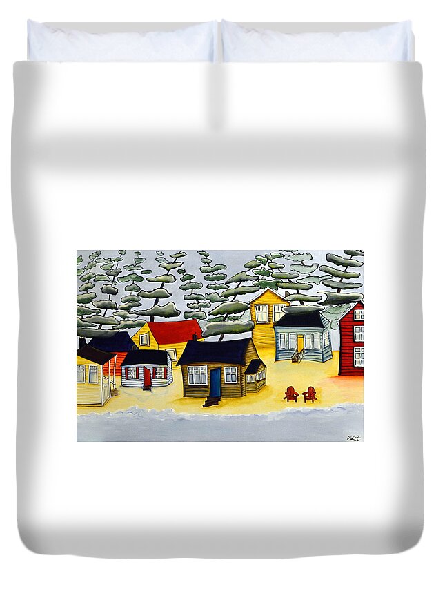 Abstract Duvet Cover featuring the painting Pine Cove by Heather Lovat-Fraser
