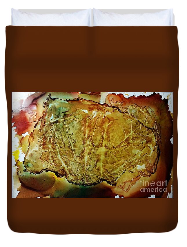 Alcohol Duvet Cover featuring the painting Pine Trees by Terri Mills
