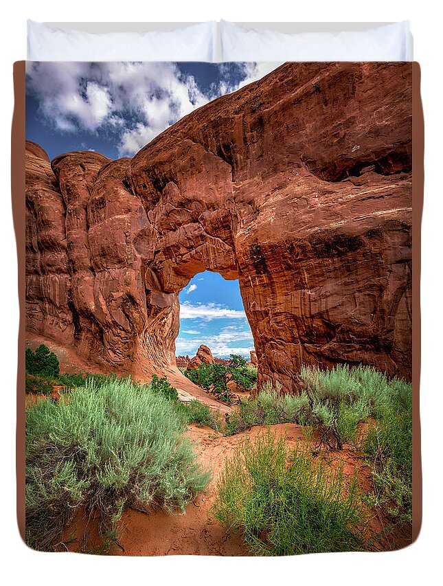 Utah Duvet Cover featuring the photograph Pinetree Arch by Michael Ash