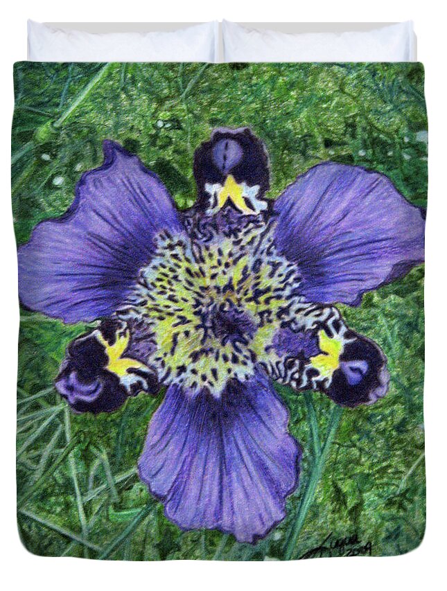 Fuqua - Artwork Duvet Cover featuring the drawing Pinewoods Lily by Beverly Fuqua