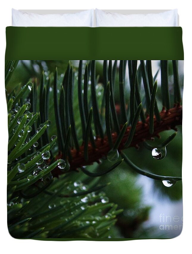 Rain On Conifer Duvet Cover featuring the photograph Pining Away by J L Zarek