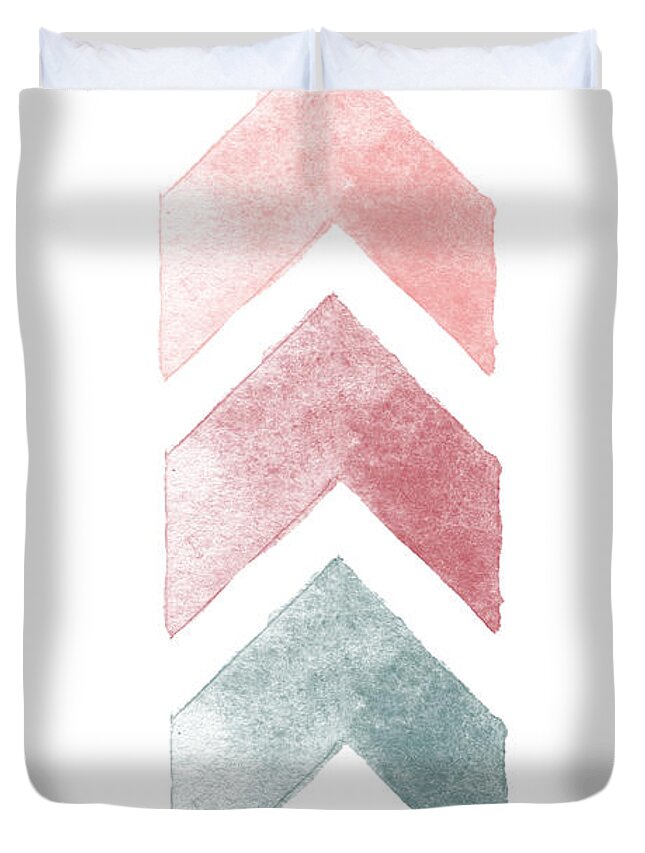 Pink And Blue Chevron Watercolor Duvet Cover For Sale By Nordic