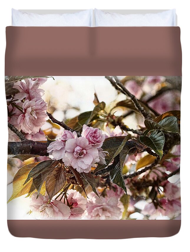 Field Duvet Cover featuring the photograph Pink Blossoms by Scott Fracasso