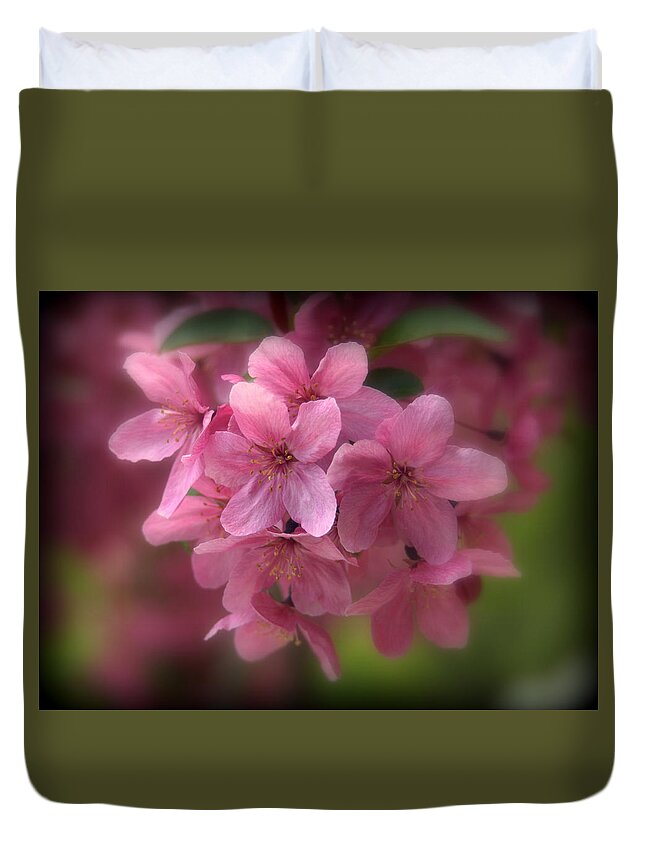 Malus Duvet Cover featuring the photograph Pink Crabapple Blossoms by Nathan Abbott