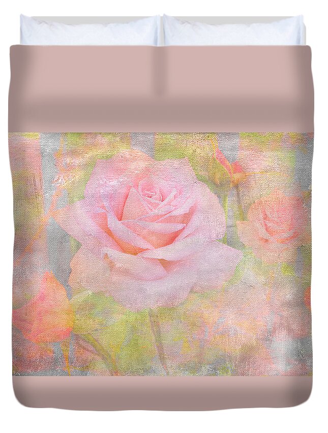 Rose Duvet Cover featuring the photograph Pink Delicacy by Marina Kojukhova