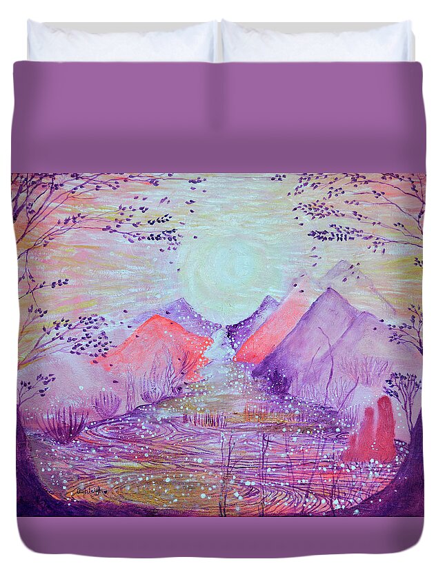  Duvet Cover featuring the painting Pink Dreams by Ashleigh Dyan Bayer