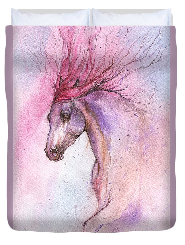 Horse Duvet Cover featuring the painting Pink Flames 2016 01 08 by Ang El