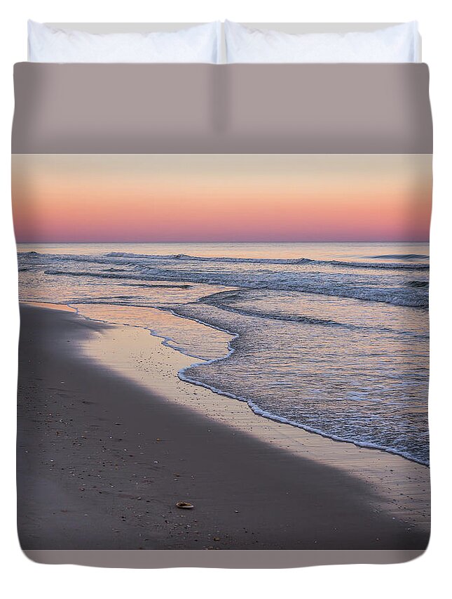Terry D Photography Duvet Cover featuring the photograph Pink Glow Seaside New Jersey 2017 by Terry DeLuco
