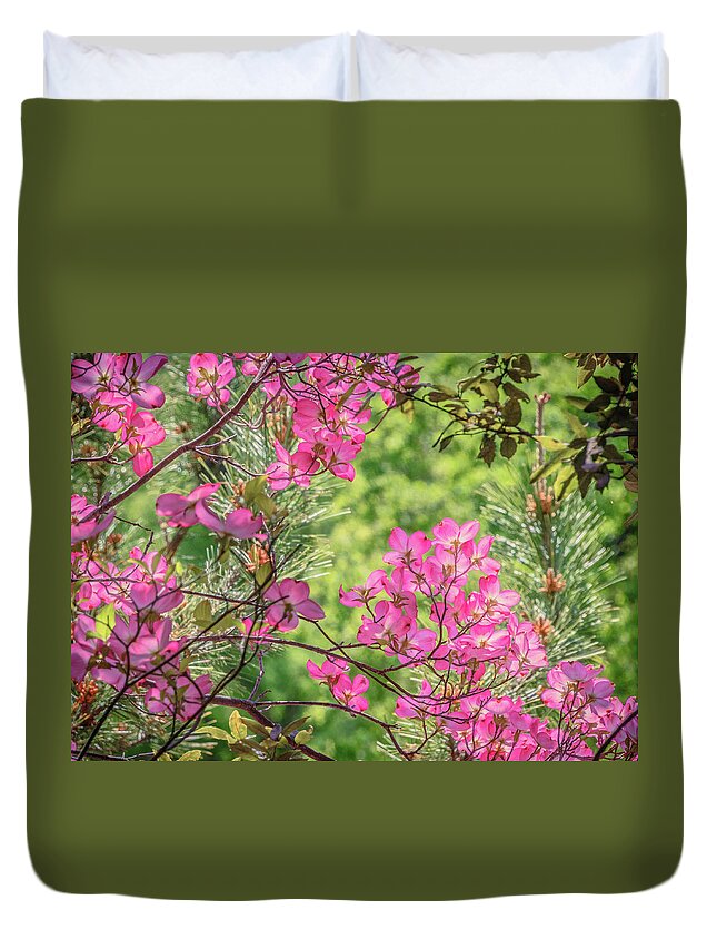 Dogwood Duvet Cover featuring the photograph Pink Glow by Steph Gabler