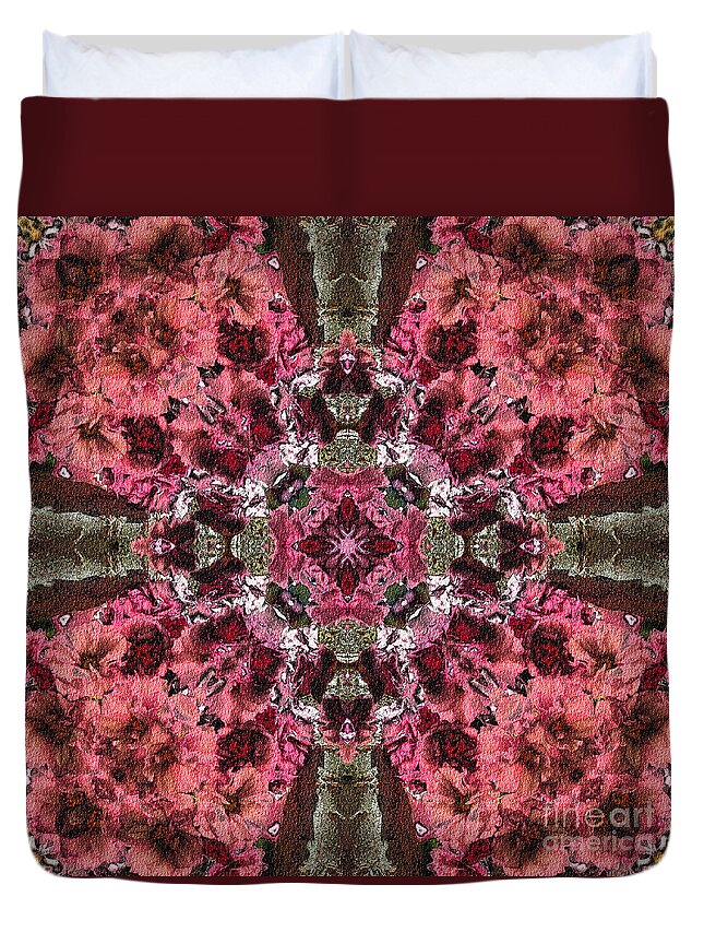 Kaleidoscope Duvet Cover featuring the digital art Pink Kaleidoscope by Smilin Eyes Treasures