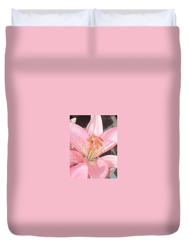 Pink Duvet Cover featuring the photograph Pink Lily by Donna Bentley