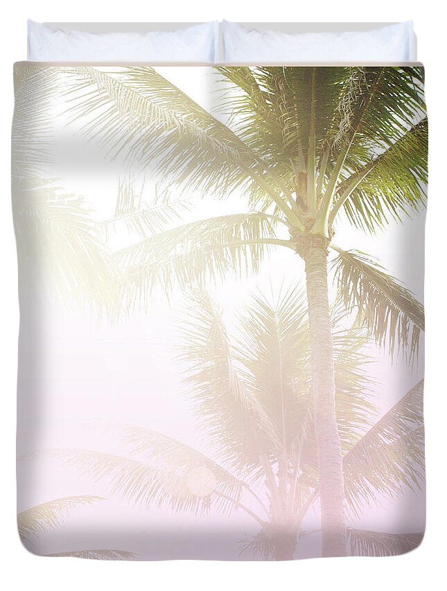 Pink Duvet Cover featuring the photograph Pink palms by Cindy Garber Iverson