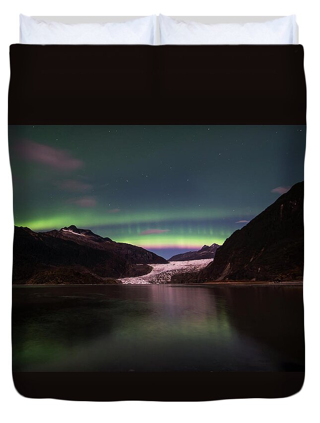 Northern Lights Duvet Cover featuring the photograph Pink Rainbow by David Kirby