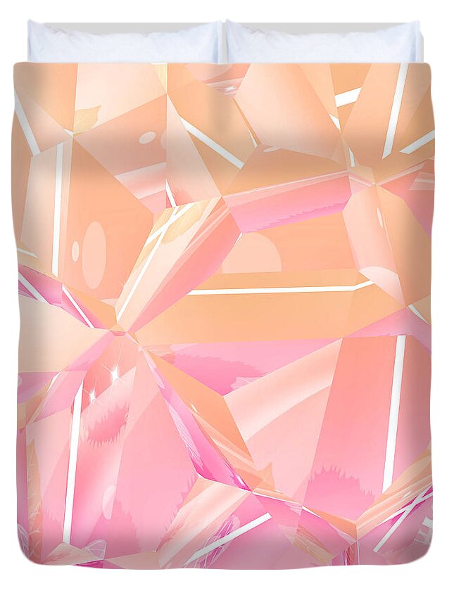 Pink Abstract Duvet Cover featuring the digital art Pink Serenity by Kathy Kelly