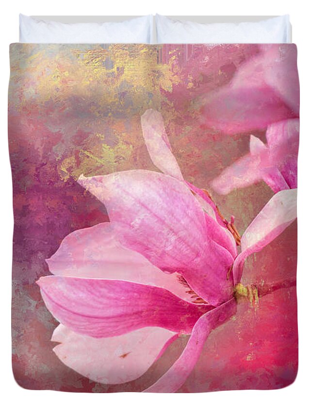 Jai Johnson Duvet Cover featuring the photograph Pink Tulip Magnolia In Spring by Jai Johnson
