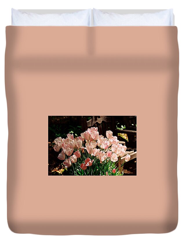 Tulips Duvet Cover featuring the photograph Pink Tulips by Sandra Lee Scott