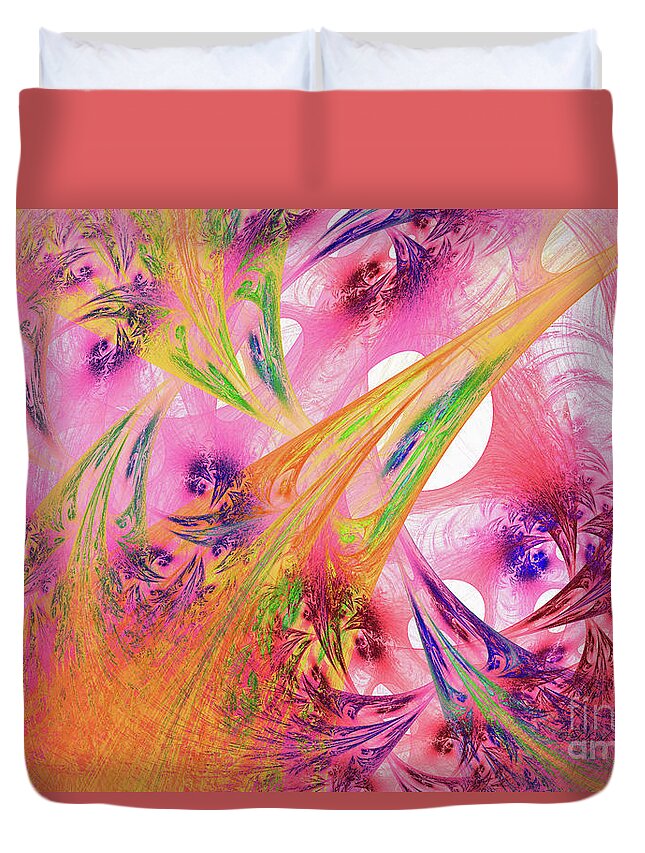 Fractal Duvet Cover featuring the digital art Pink Web by Deborah Benoit