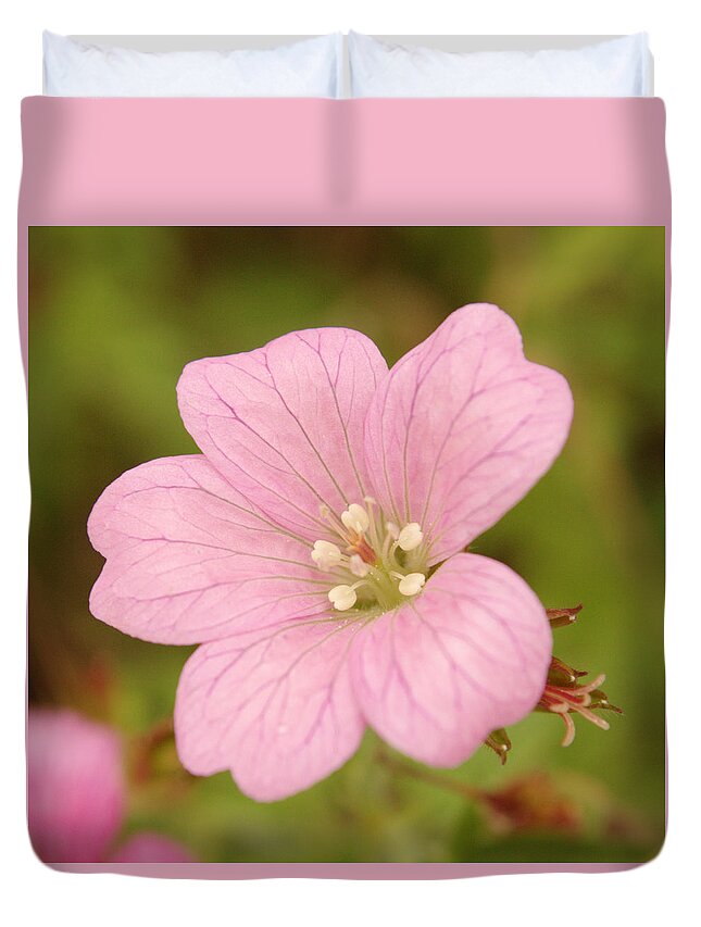 Pink Duvet Cover featuring the photograph Pink Wild Geranium by Adrian Wale
