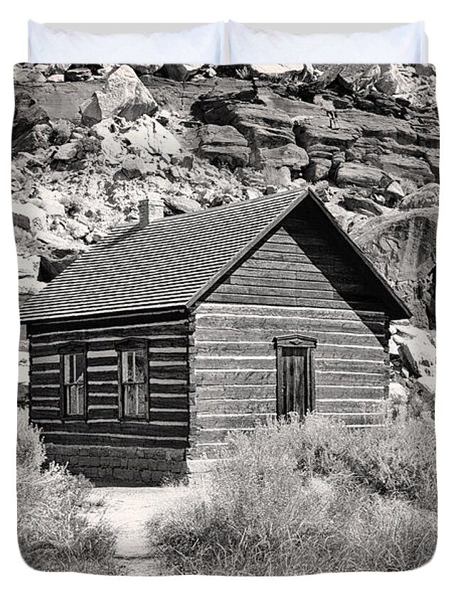 Pioneer Duvet Cover featuring the photograph Pioneer Schoolhouse by Nicholas Blackwell