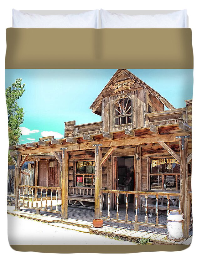 Pioneertown Duvet Cover featuring the photograph Pioneertown, USA by Alison Frank