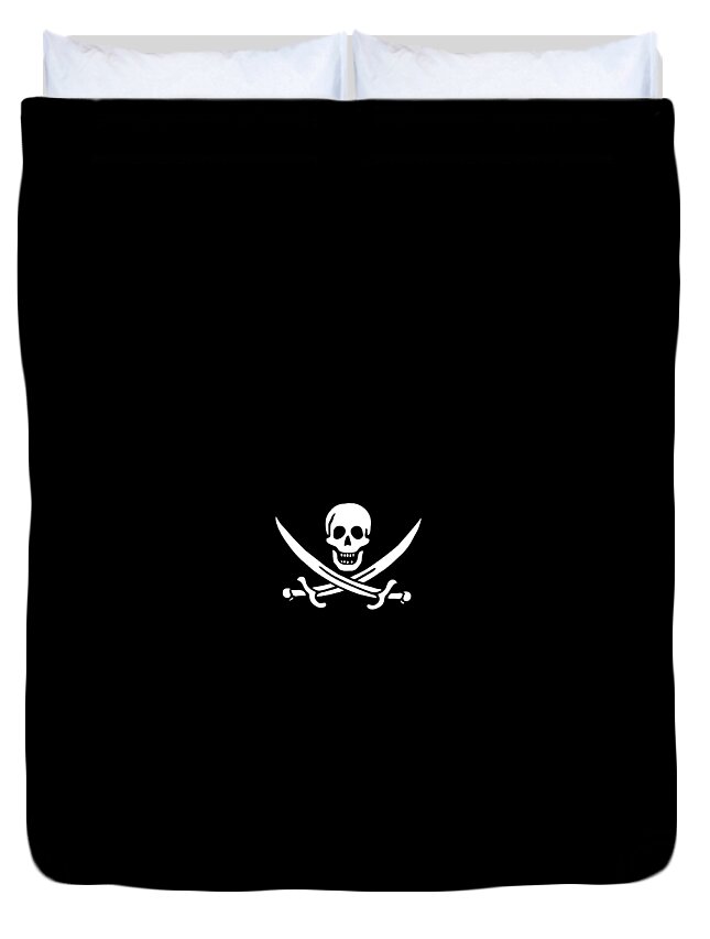Pirate Duvet Cover featuring the digital art Pirate Flag Jolly Roger of Calico Jack Rackham tee by Edward Fielding