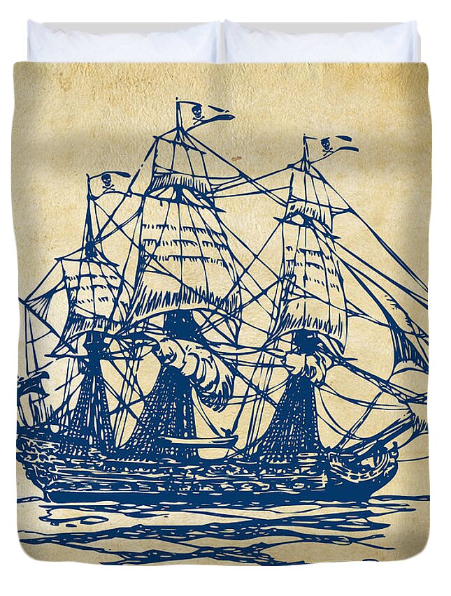 Pirate Ship Artwork Vintage Duvet Cover For Sale By Nikki Marie