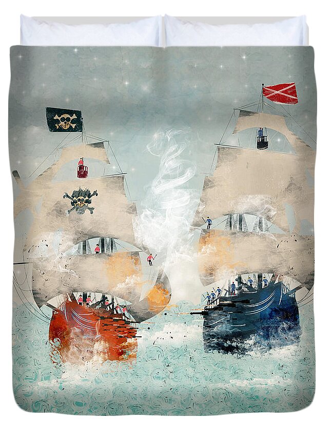 Pirates Duvet Cover featuring the painting Pirates Ahoy by Bri Buckley
