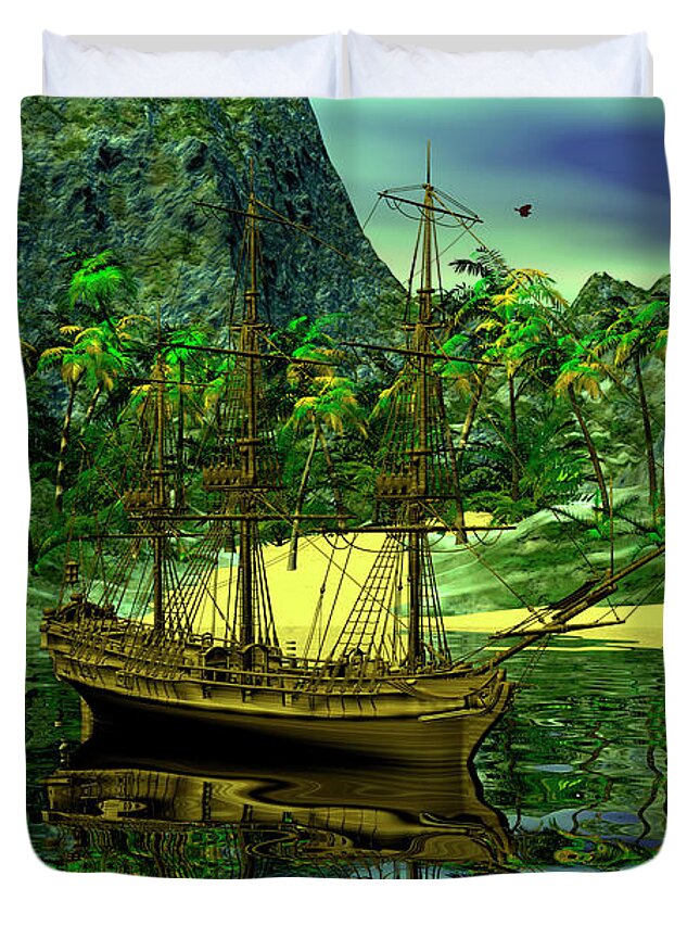Bryce Duvet Cover featuring the digital art Pirate's cove by Claude McCoy