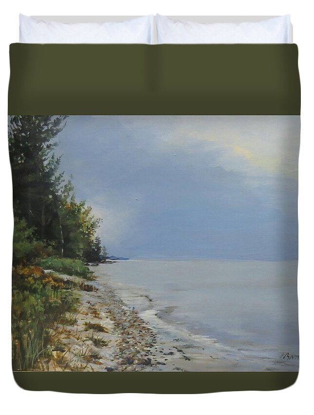 Lake Huron Duvet Cover featuring the painting Places We've Been by William Brody