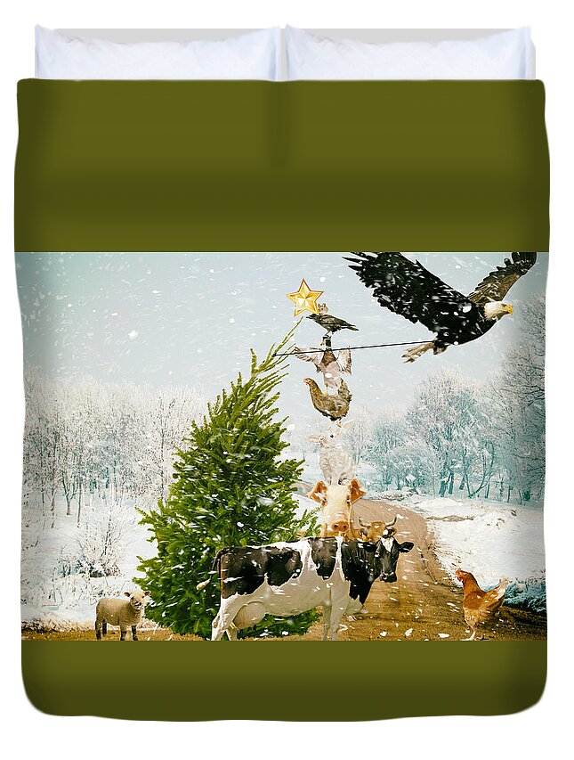 Holiday Duvet Cover featuring the photograph Placing your star by James Bethanis