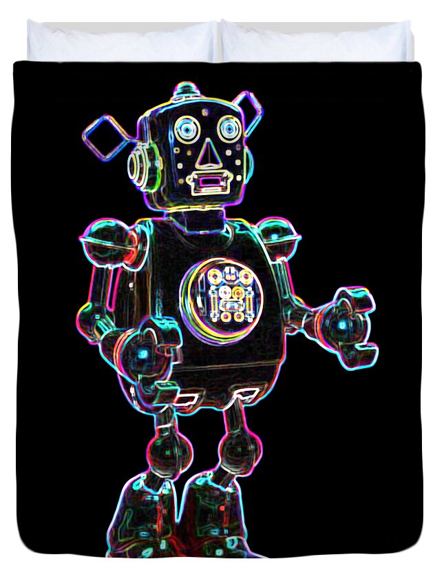 Robot Duvet Cover featuring the digital art Planet Robot by DB Artist