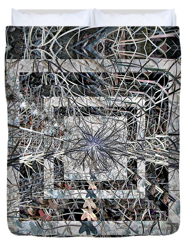 Mandala Duvet Cover featuring the digital art Plant Energy Kaleidoscope by Julia L Wright