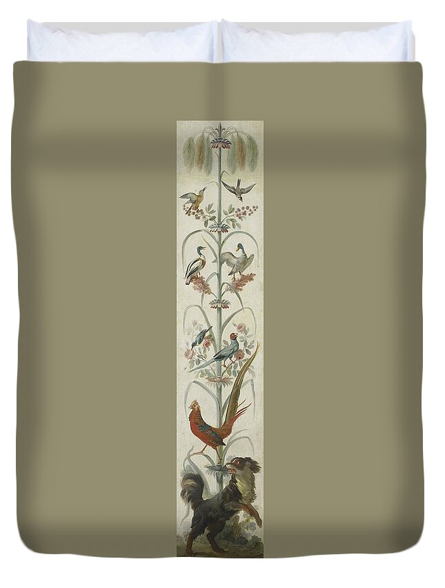 Decorative Depiction With Plants And Animals Duvet Cover featuring the painting Plants and Animals by MotionAge Designs