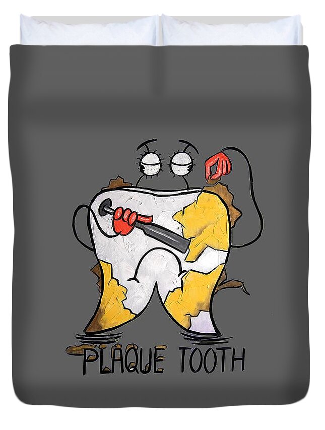 Plaque Tooth T-shirt Duvet Cover featuring the painting Plaque Tooth T-shirt by Anthony Falbo