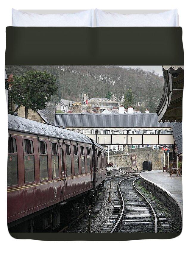 Trains Duvet Cover featuring the photograph Platform 2 by Christopher Rowlands