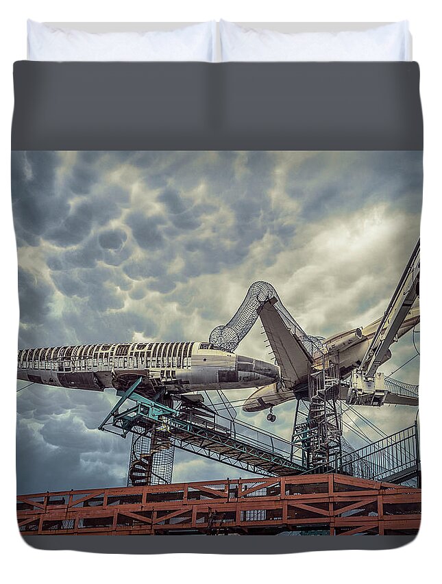 Abstract Duvet Cover featuring the photograph Aerial Playground by Robert FERD Frank