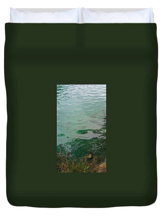  Duvet Cover featuring the photograph Plitvice Lakes, Croatia 38 Swimming school 3 by Zachary Lowery