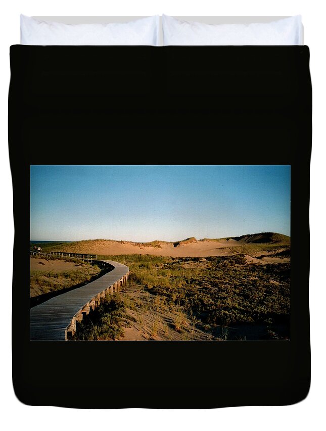 Island Duvet Cover featuring the photograph Plum Island Dunes by Robert Nickologianis