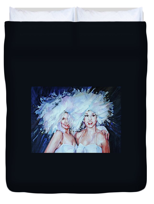 Figures Duvet Cover featuring the painting Plumage by P Anthony Visco