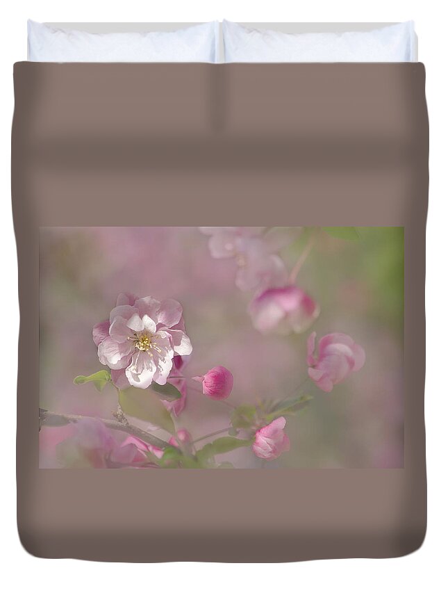 Plant Duvet Cover featuring the photograph Pnk and Green by Ann Bridges