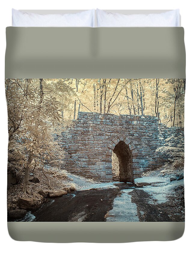 Greenville Duvet Cover featuring the photograph Poinsett Bridge-IR-10 by Joye Ardyn Durham