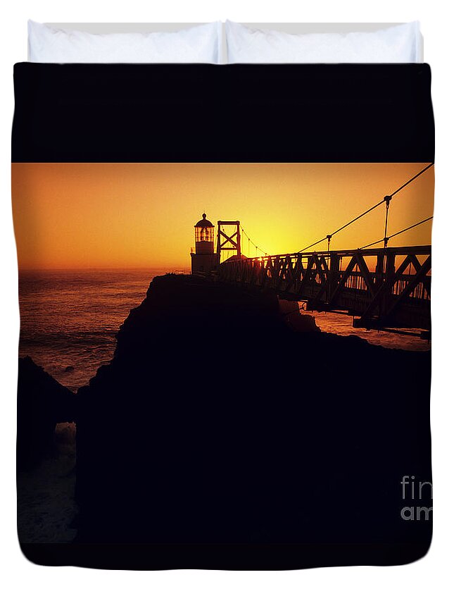 B. Brent Black Duvet Cover featuring the photograph Point Bonita Lighthouse by Brent Black - Printscapes