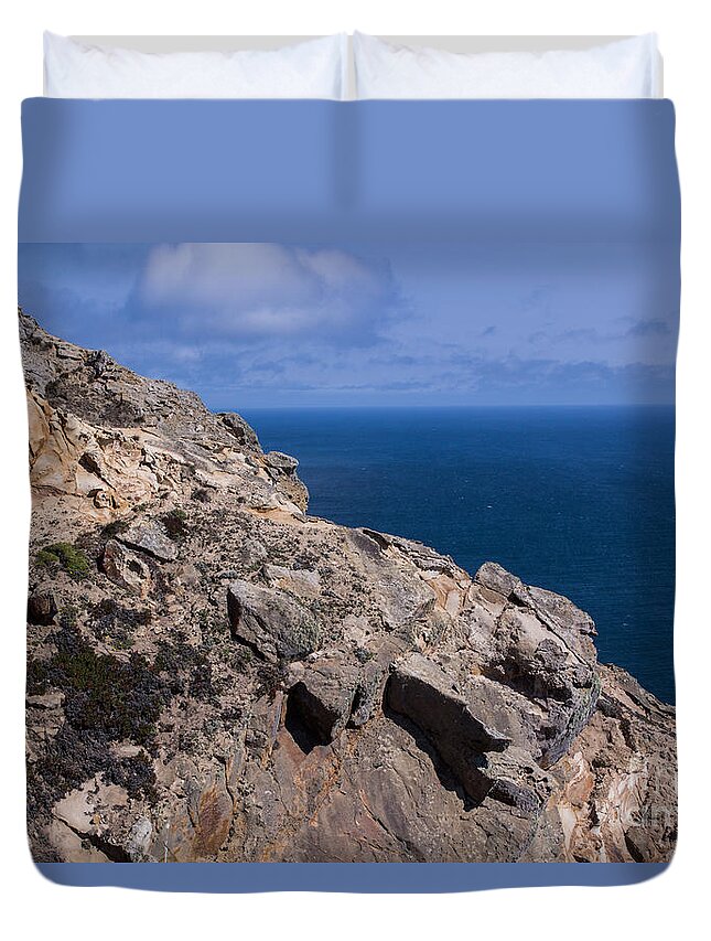 Point Reyes National Seashore Duvet Cover featuring the photograph Point Reyes Rock Cliffs by Suzanne Luft