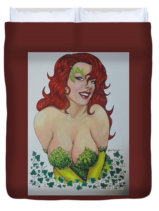 Dccomics Duvet Cover featuring the painting Poison Ivy by Leida Nogueira