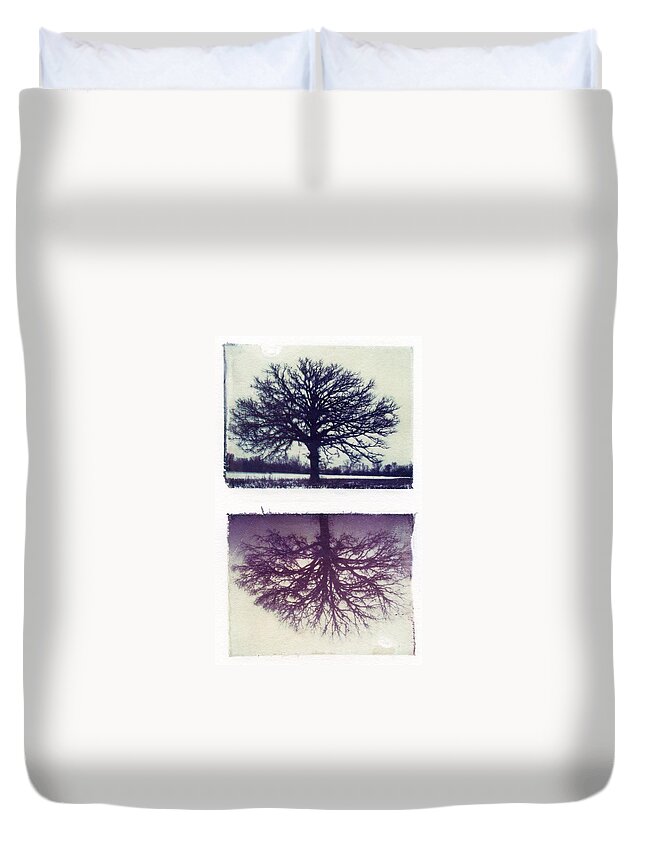 Polaroid Duvet Cover featuring the photograph Polaroid Transfer Tree by Jane Linders