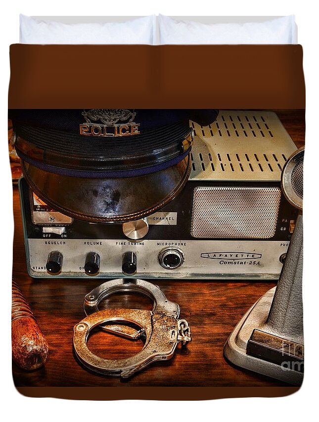 Paul Ward Duvet Cover featuring the photograph Police - The Police Dispatcher by Paul Ward