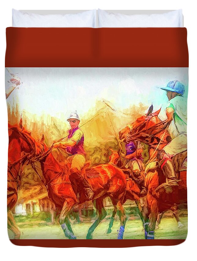 Alicegipsonphotographs Duvet Cover featuring the photograph Polo Melee by Alice Gipson
