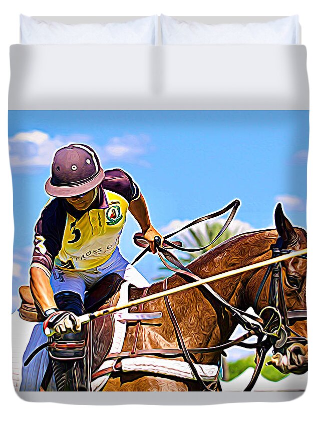 Alicegipsonphotographs Duvet Cover featuring the photograph Polo Swing by Alice Gipson
